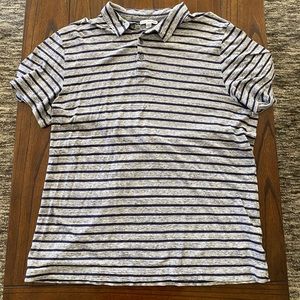 James perse stripe 3 button short sleeve polo